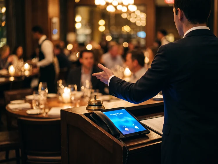 Host stand during the dinner rush with a reservation call coming in